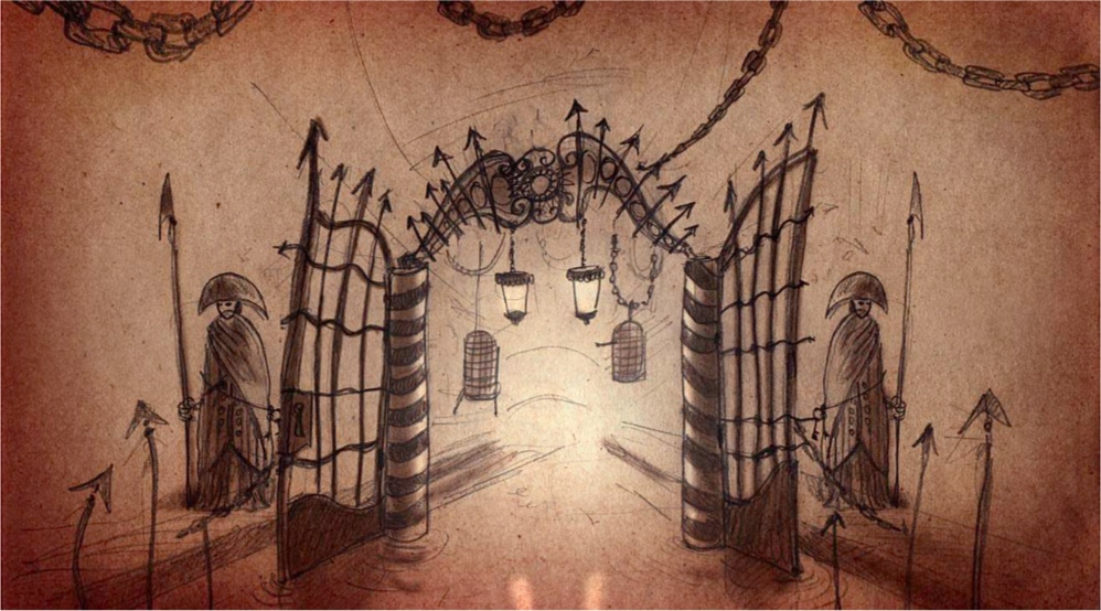 dessin portes de prison mystiques venise sous paris rough evenementiel