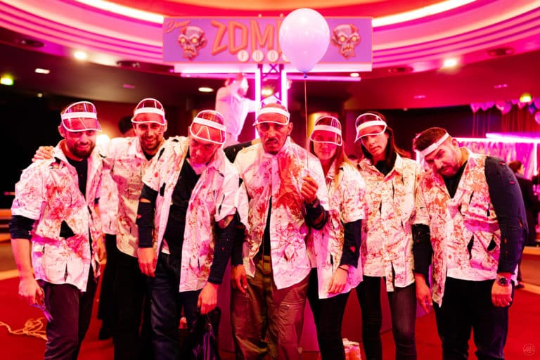 serveurs costumes decor rose zombie food staff avant premiere canal + pamela rose immersive soiree immersive police agence evenementiel wato paris