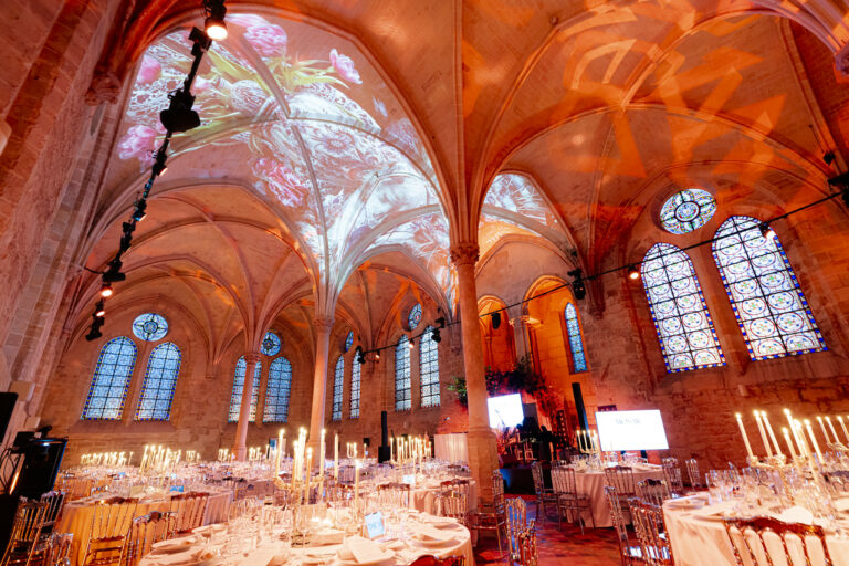 mapping eclairage lumiere Gala de charite abbaye de royaumont the vine global impact mosaic agence evenementielle luxe glamour Agence WATO