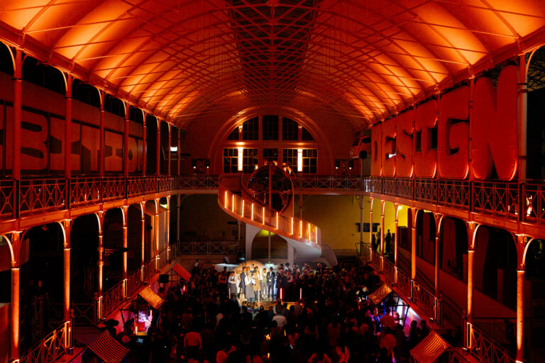 Vintage market theme party in a huge London hall